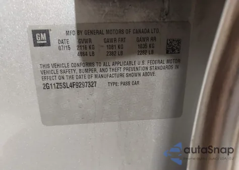 2015 Chevrolet Impala Ls из США, поврежденный, VIN 2G11Z5SL4F9297327